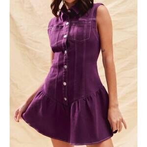 NEW SO ME burke button-front mini dress in purple
